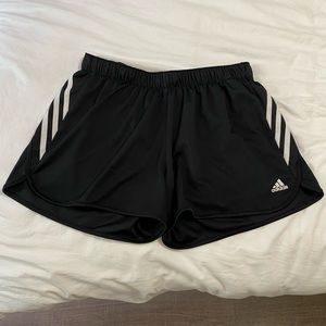 black adidas athletic running shorts large